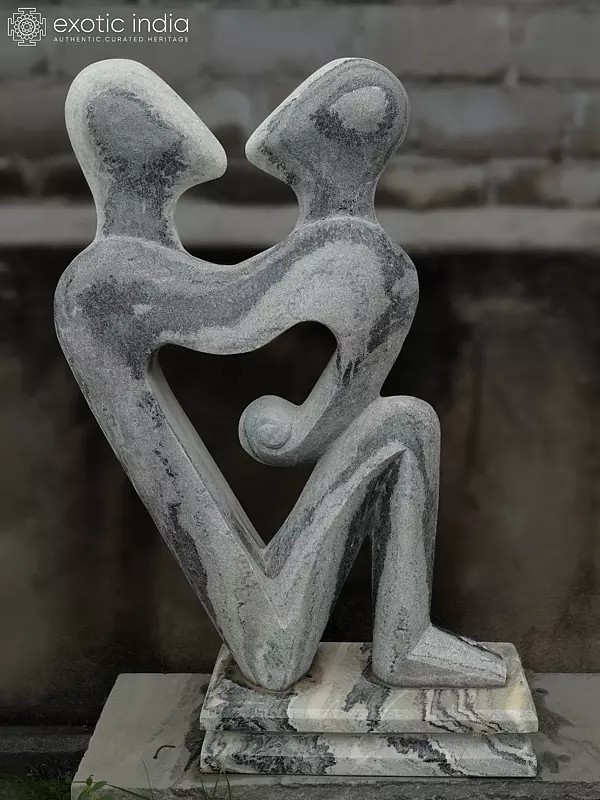 Art of Love | Abstract Modern Art Statue | Grey Stone | Hand Carved