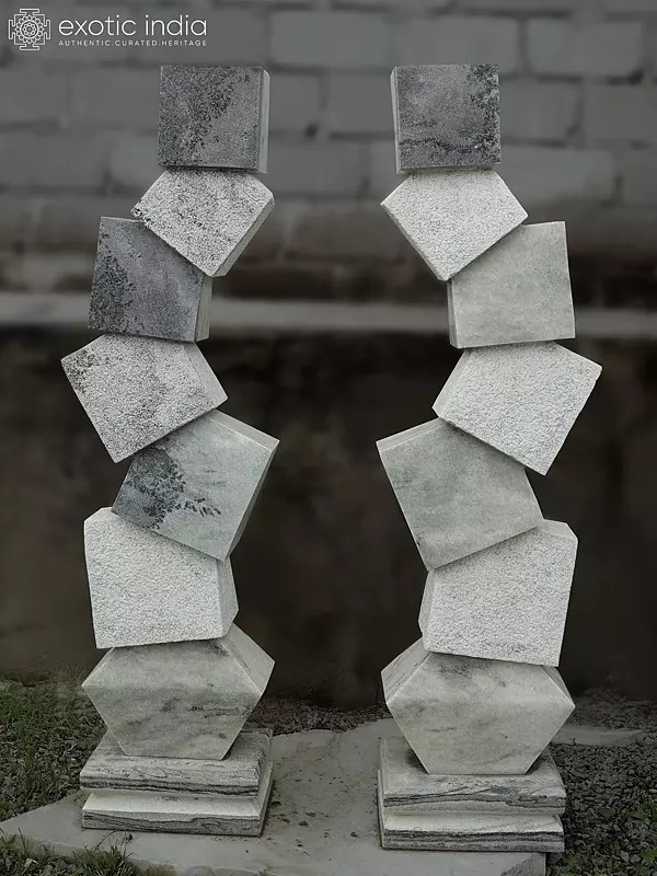 Pair of Pillars | Modern Art Marble Statue| Hand Carved