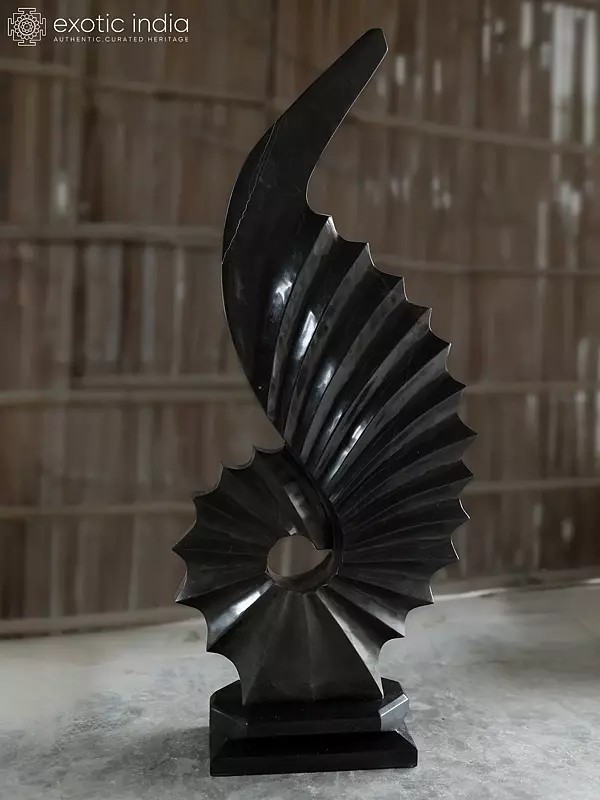 42" Wings of Opportunity | Abstract Modern Art Sculpture | White Marble | Hand Carved