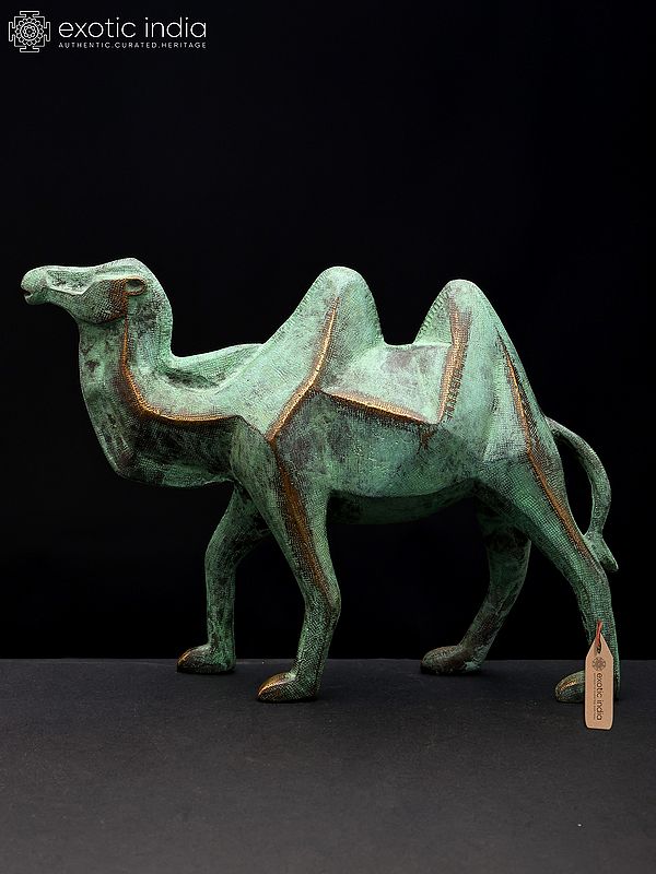 9" Stylized Brass Camel Statue | Table Decor