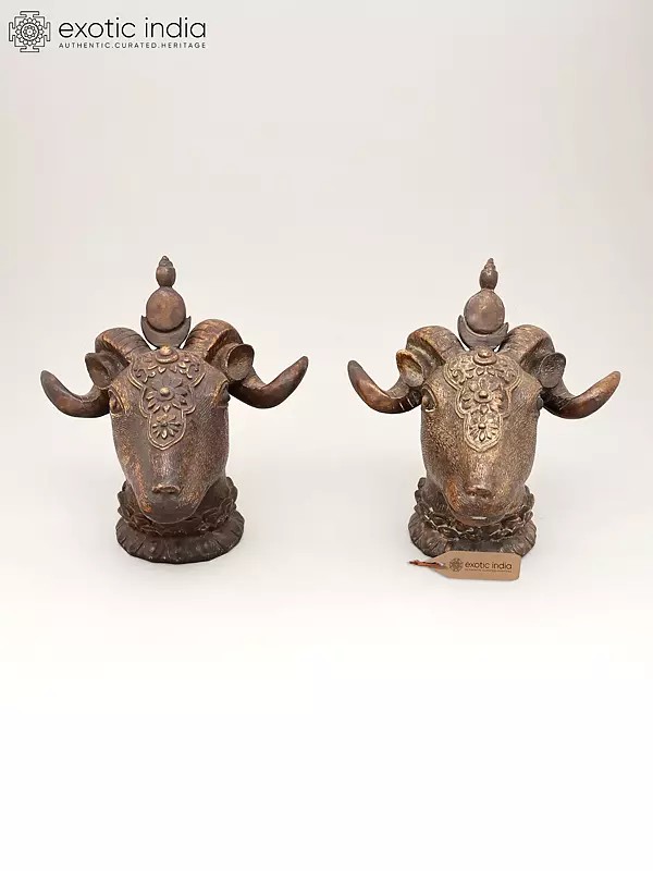 8" Decorative Sheep Heads | Set of Two | Table Decor