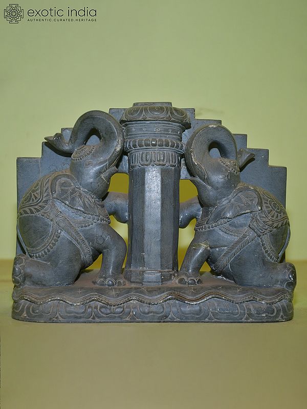 8" Twin Elephant | Green Stone Statue | Home Decor| Hand Carved