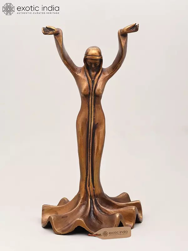 13" Divine Feminine in Prayer Pose | Handcrafted Brass Statue