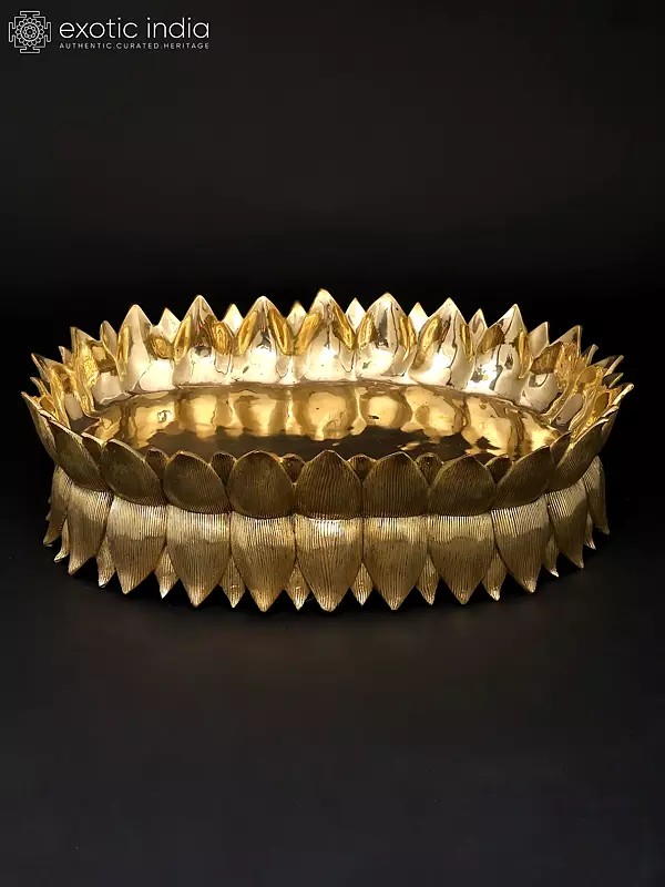 20" Designer Brass Lotus Urli | Home Decor
