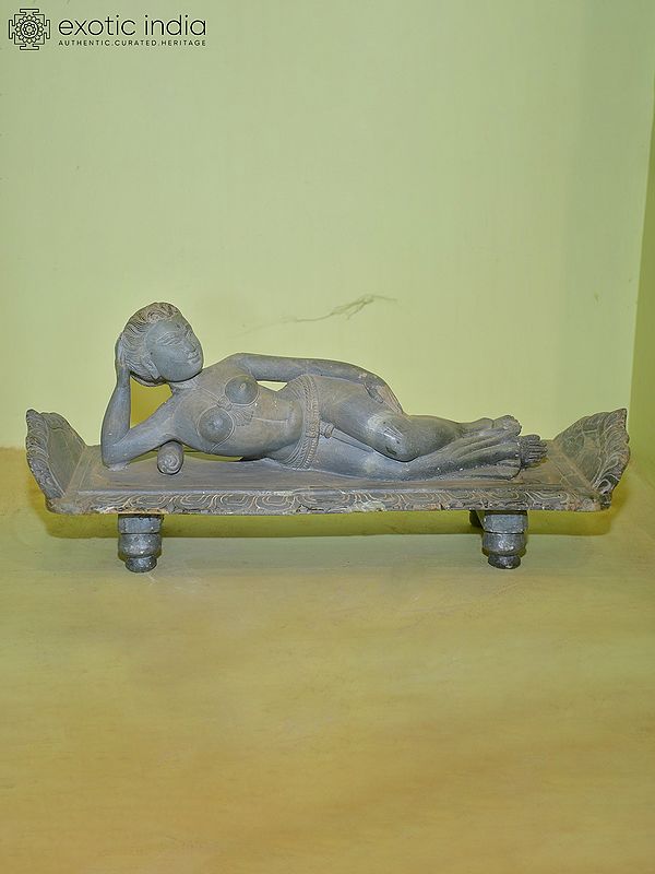 Reclining Lady: Odisha Stone Statue | Hand Carved