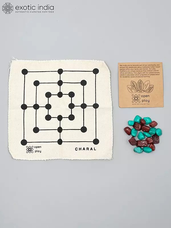 Handcrafted Charal Traditional Indian Board Game - Strategy & Alignment Play Set