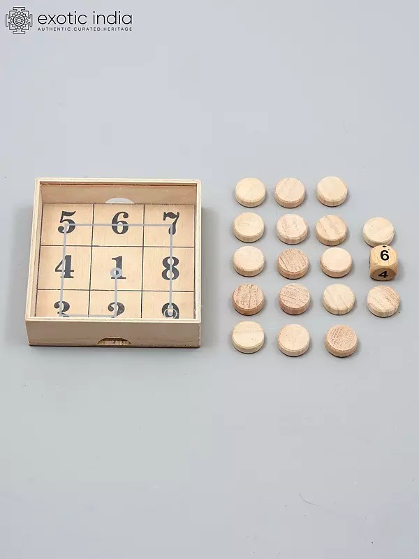 Wooden Number Board Game - Dice and Coin Strategy Play Set | Math Puzzle Game