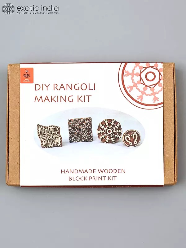 DIY Rangoli Making Craft Kit | Handmade Wooden Block Print Kit for Kids