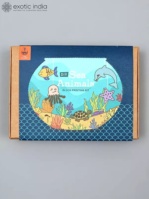 Sea Animals - DIY Wooden Block Printing Kit | Art and Craft Kit for Kids