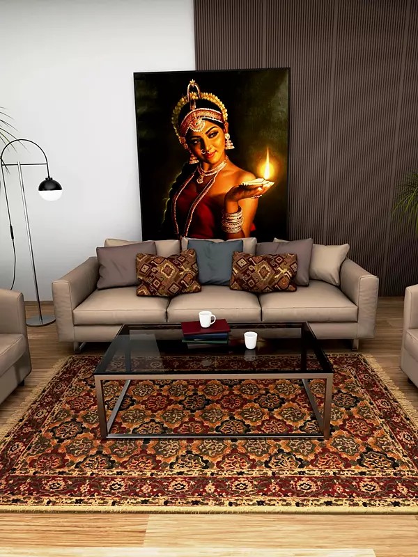 Dhurrie from Andhra Pradesh with Kalamkari Vegetative Motifs