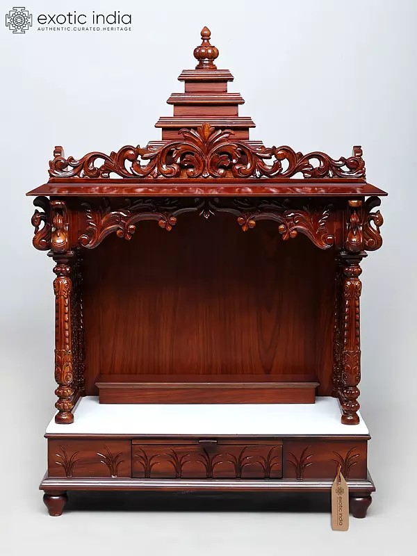 45" Designer Wooden Puja Temple | Handmade | Made In India