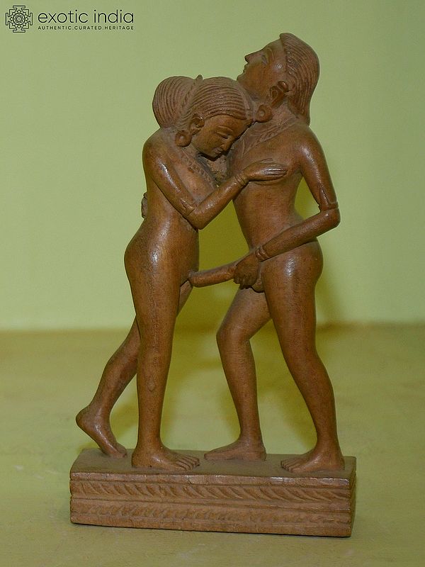6" Erotic Embrace - Kamasutra Statue | Hand Carved in Orissa Stone | Exquisite Indian Art