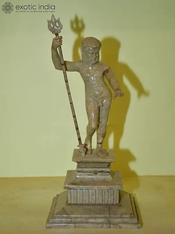 16" Hercules with Trident - Greek Figure Sculpture | Orissa Stone | Exquisite Handmade Indian Art