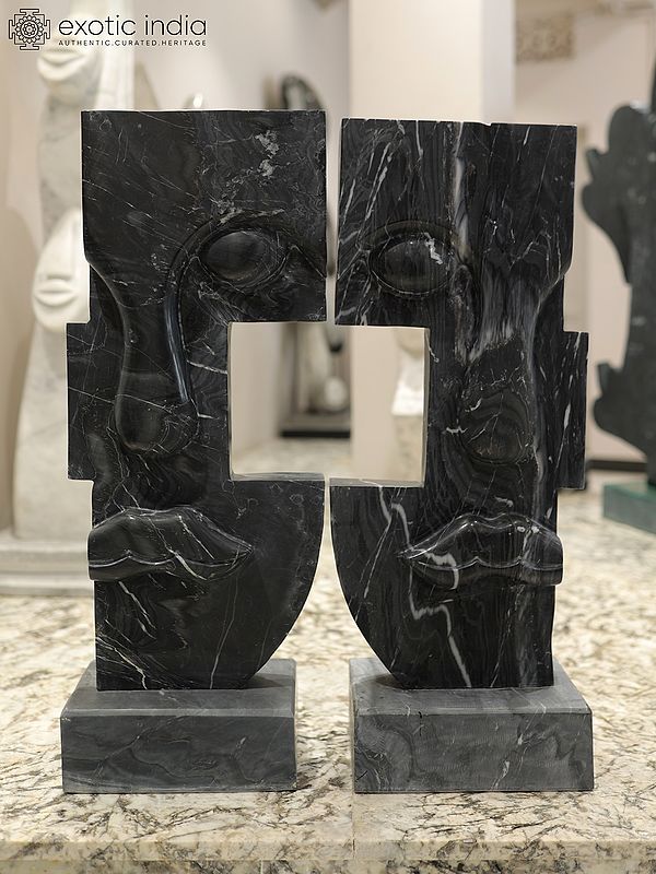 34" Face Statue | Peace of Two | Abstract Modern Art | Exquisite Indian Art