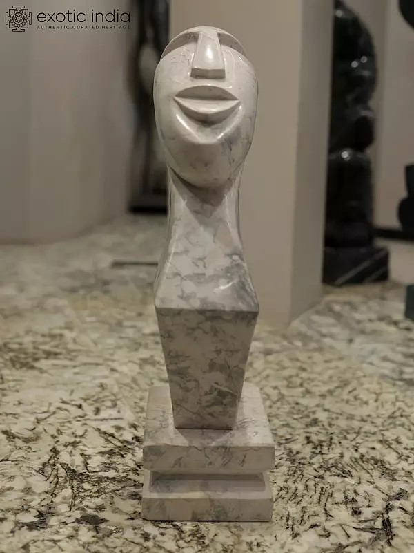 29" Experiencing Peace of Mind | Modern Art Statue | White Marble | Excellent Indian Art