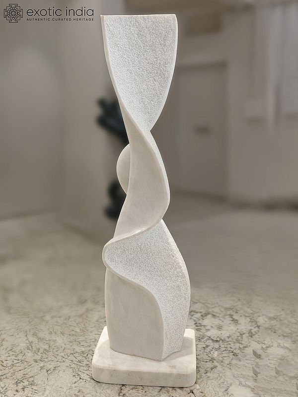 51" Wave Frequency | Modern Art Statue | White Marble | Excellent Indian Art