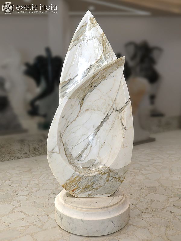 66" Eternal Flame | Abstract Modern Art Statue | White Marble | Exquisite Indian Art