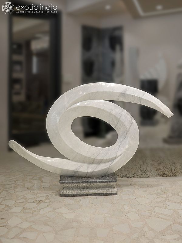68" Infinity Loop | Modern Art Sculpture | White Marble | Exquisite Indian Art
