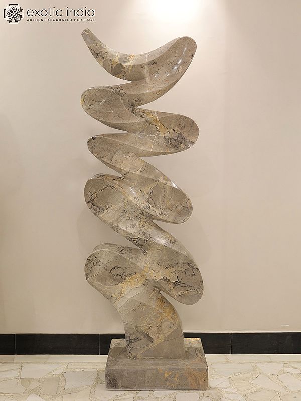 68" Dance of the Curves | Abstract Art Statue | White Marble | Exquisite Indian Art