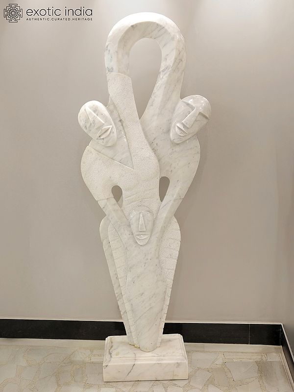 73" Symbol of Unity | Abstract Modern Art | White Marble | Exquisite Indian Art