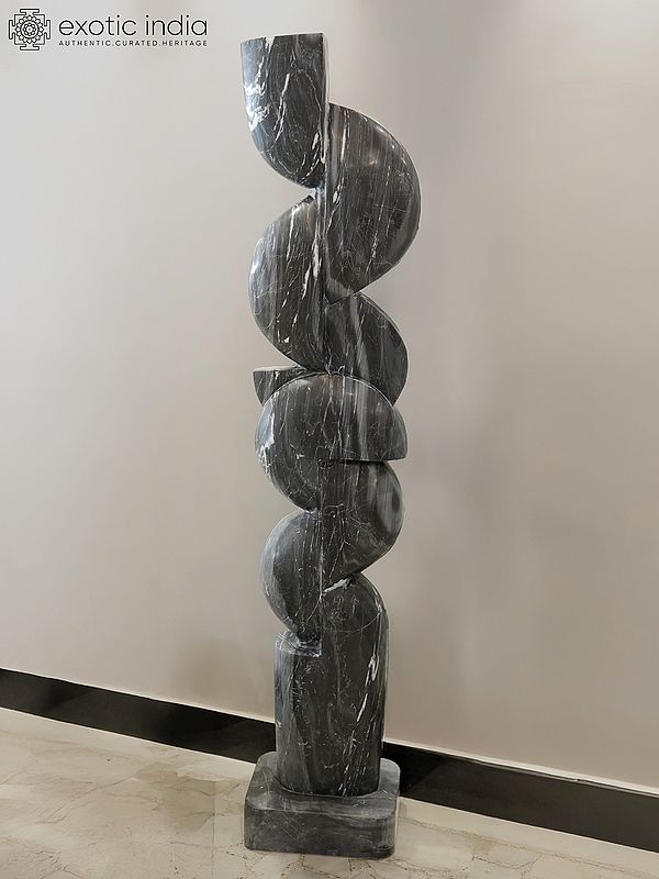 71" Eternal Spiral | Abstract Art Statue | Black Marble | Excellent Indian Art