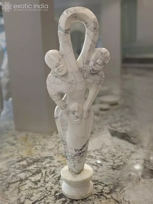 41" Collective Spirit | Modern Art Statue | White Marble | Exquisite Indian Art