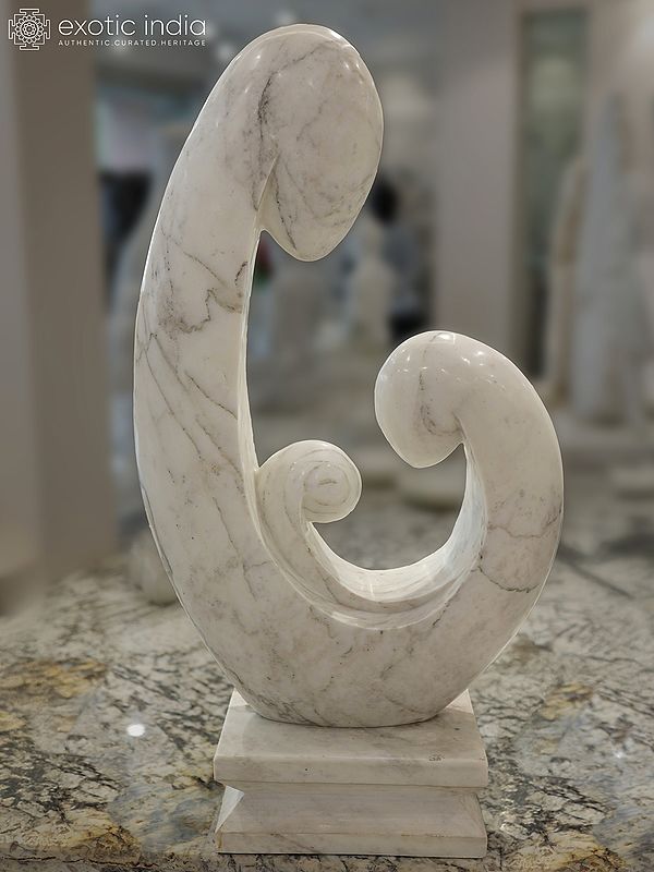 46" Embracing the Wave | Modern Art Statue | White Marble | Excellent Indian Art