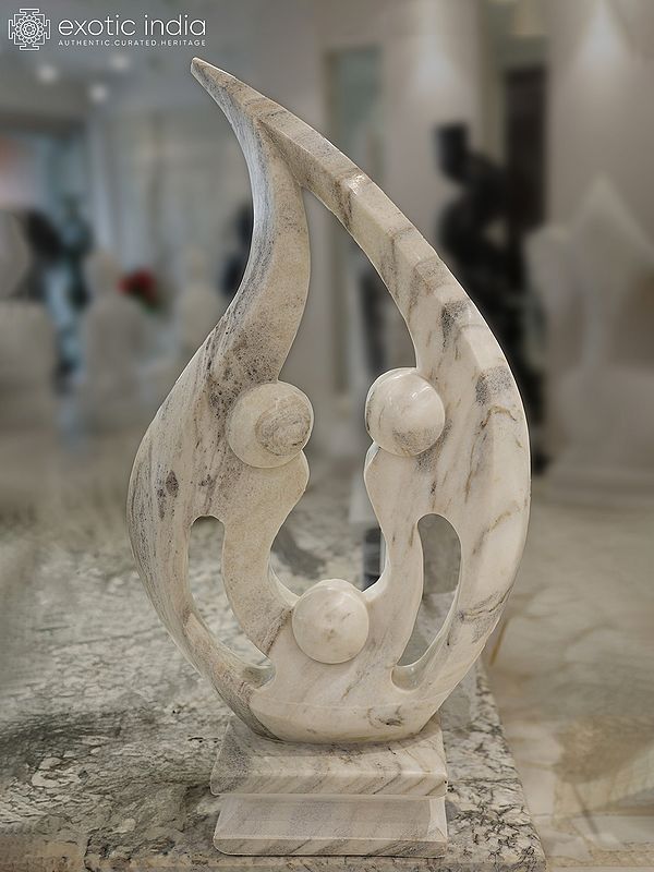 46" Bound by Family Spirit | Modern Art Statue | White Marble | Exquisite Indian Art