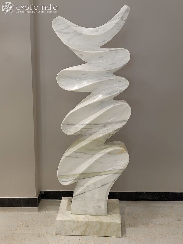 72" Rhythm | Abtract Art Statue | White Marble | Exquisite Indian Art