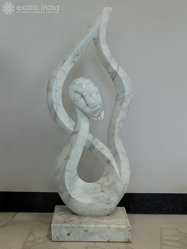 36" God of Guardian | White Marble Statue | Exquisite Indian Art
