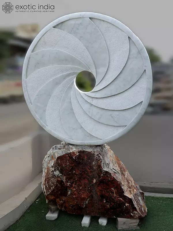 73" Circular Motion | Abstract Art Sculpture | White Marble | Exquisite Indian Art