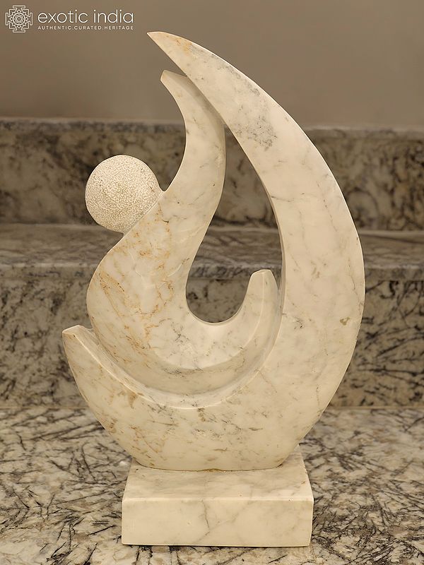 27" Embracing the Ocean Waves | Modern Abstract Statue | Marble | Classic Indian Art