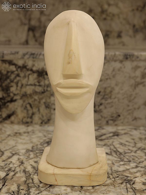 17" Human Bust | Abstract Modern Art Statue | Marble | Excellent Indian Art