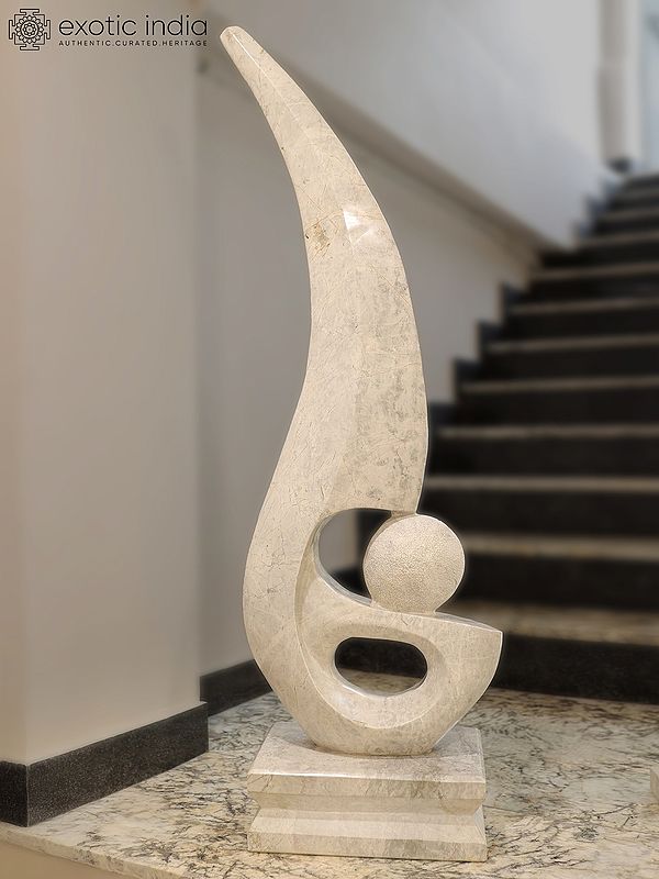 53" Stability in Imbalance | Abstract Modern Art Statue | Marble | Excellent Indian Art