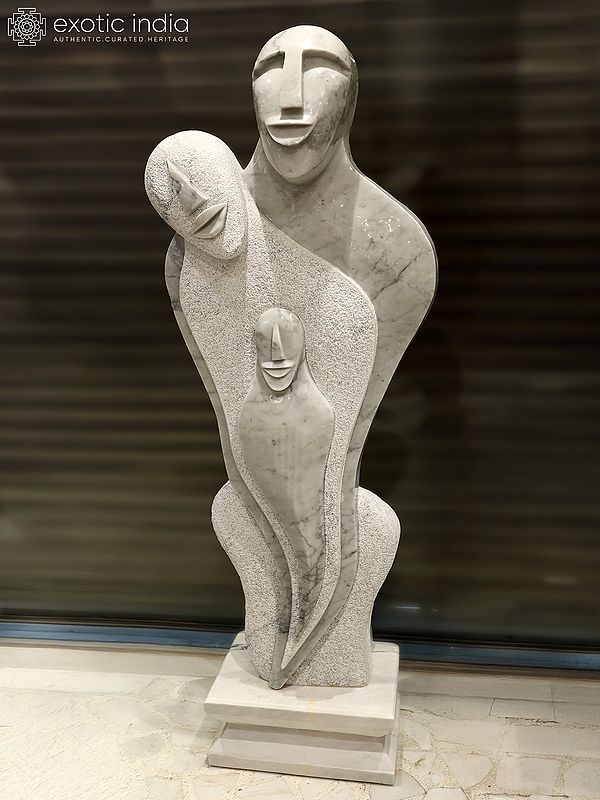 67" Bound by Love - Family | Abstract Modern Art Statue | Marble | Exquisite Indian Art