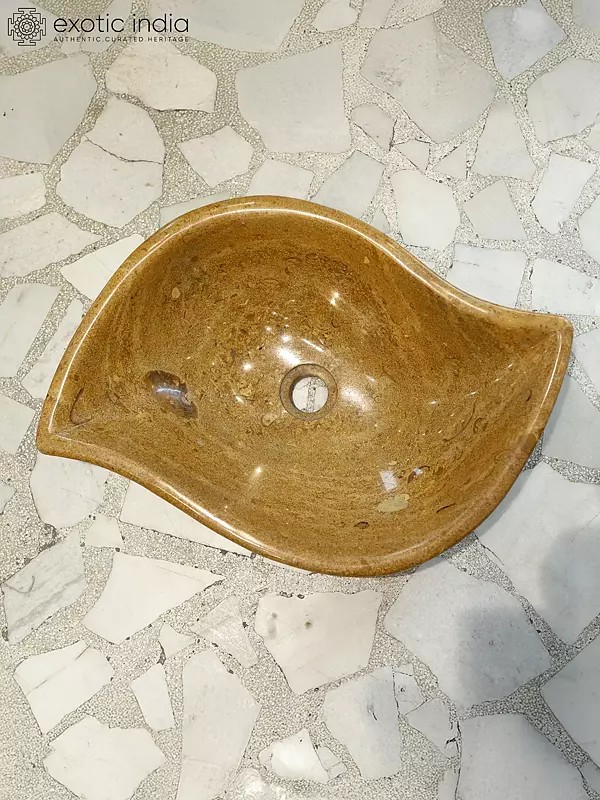 22" Wash Basin - Leaf Shaped | Home Decor | Marble | Exquisite Indian Art
