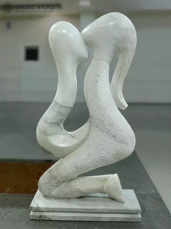 42" Eternal Couple Bond | Abstract Modern Statue | Marble | Exquisite Indian Art