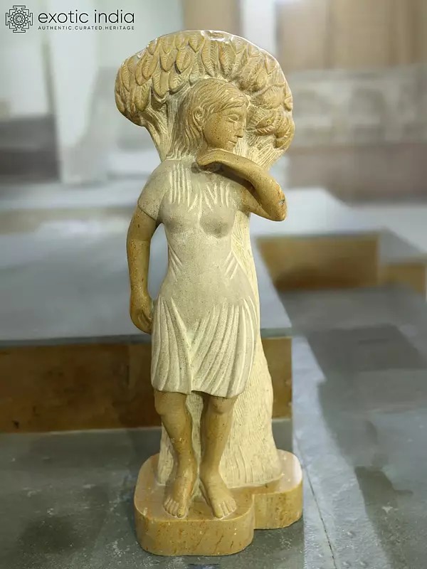 31" Pensive Calm Lady | Modern Art Statue | Marble | Exquisite Indian Art