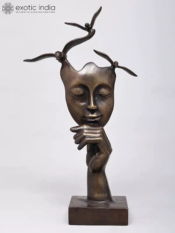 18" Wings of Her Wisdom | Decorative Modern Art Brass Statue | Home Decor