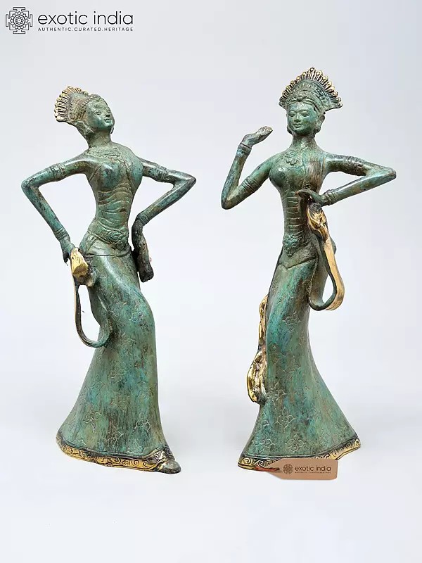 10" Rhythm of Grace | Dancing Diva Brass Statues Pair | Home Decor
