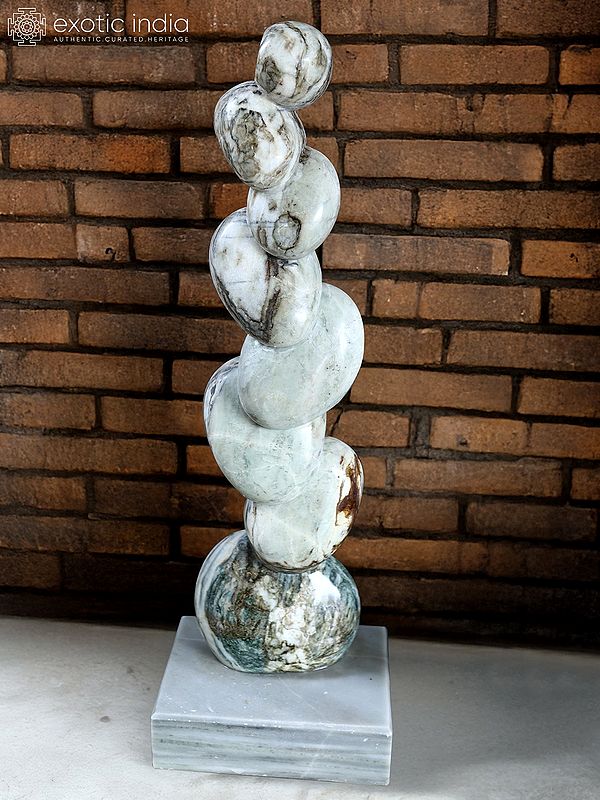 45" Stone Bubbles | Abstract Modern Art | Marble Sculpture | Exquisite Indian Art