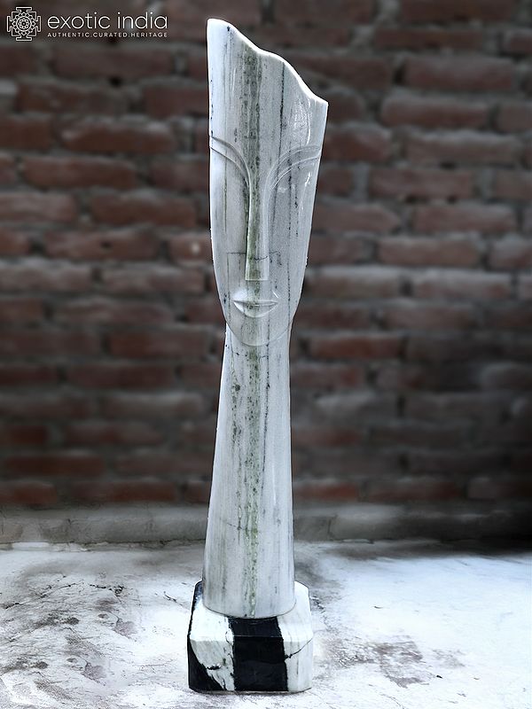 60" Tall Human Face | Modern Art Marble Statue | Exquisite Indian Art