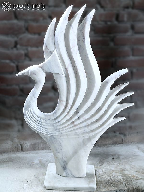 45" Peacock | Modern Art Marble Statue | Exquisite Indian Art