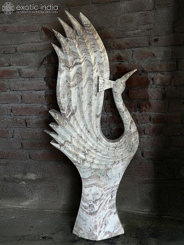 62" Peacock | Modern Art Marble Statue | Exquisite Indian Art