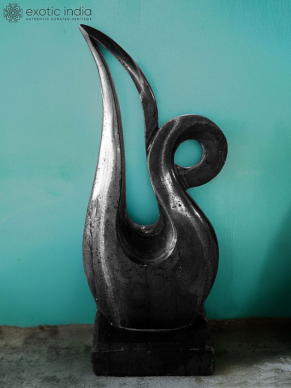 33" Flame | Abstract Modern Art | Black Marble Sculpture | Exquisite Indian Art