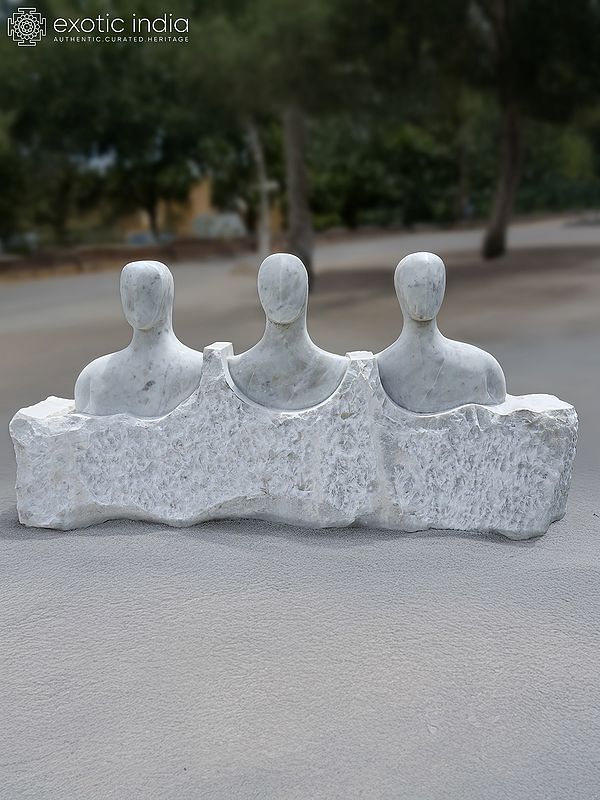 70" Bond of Trio | Abstract Modern Art Stone Statue | Exquisite Indian Art