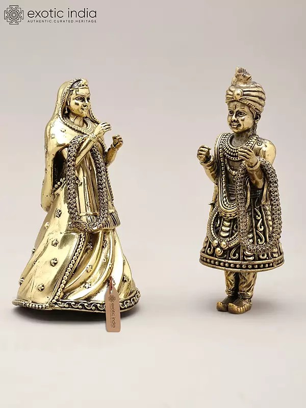 5" Royal Wedding Couple Statue in Brass | Home & Gifting Decor