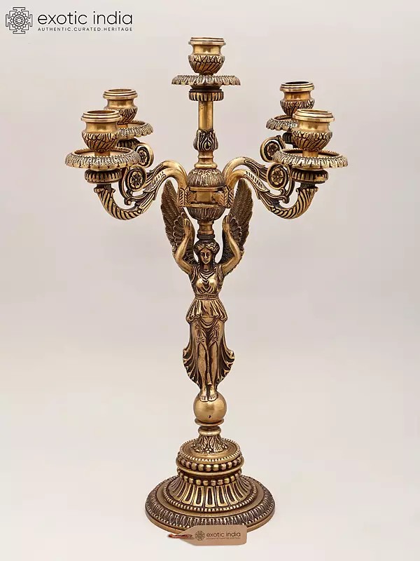 20" Victorian-Style Brass Five Arm Candelabra | Home Decor