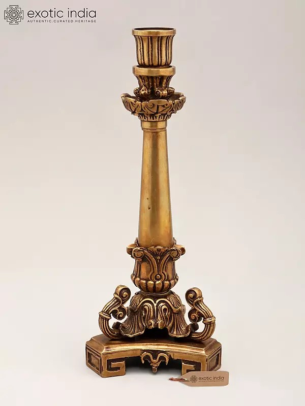 11" Handcrafted Brass Designer Candle Holder | Home Decor