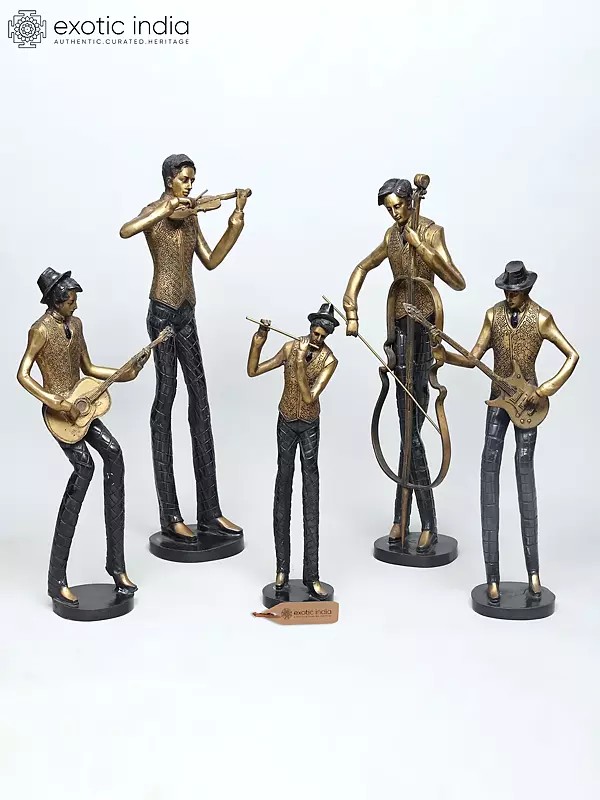 The Band - Set of Five Musicians With Various Instruments | Brass Statue